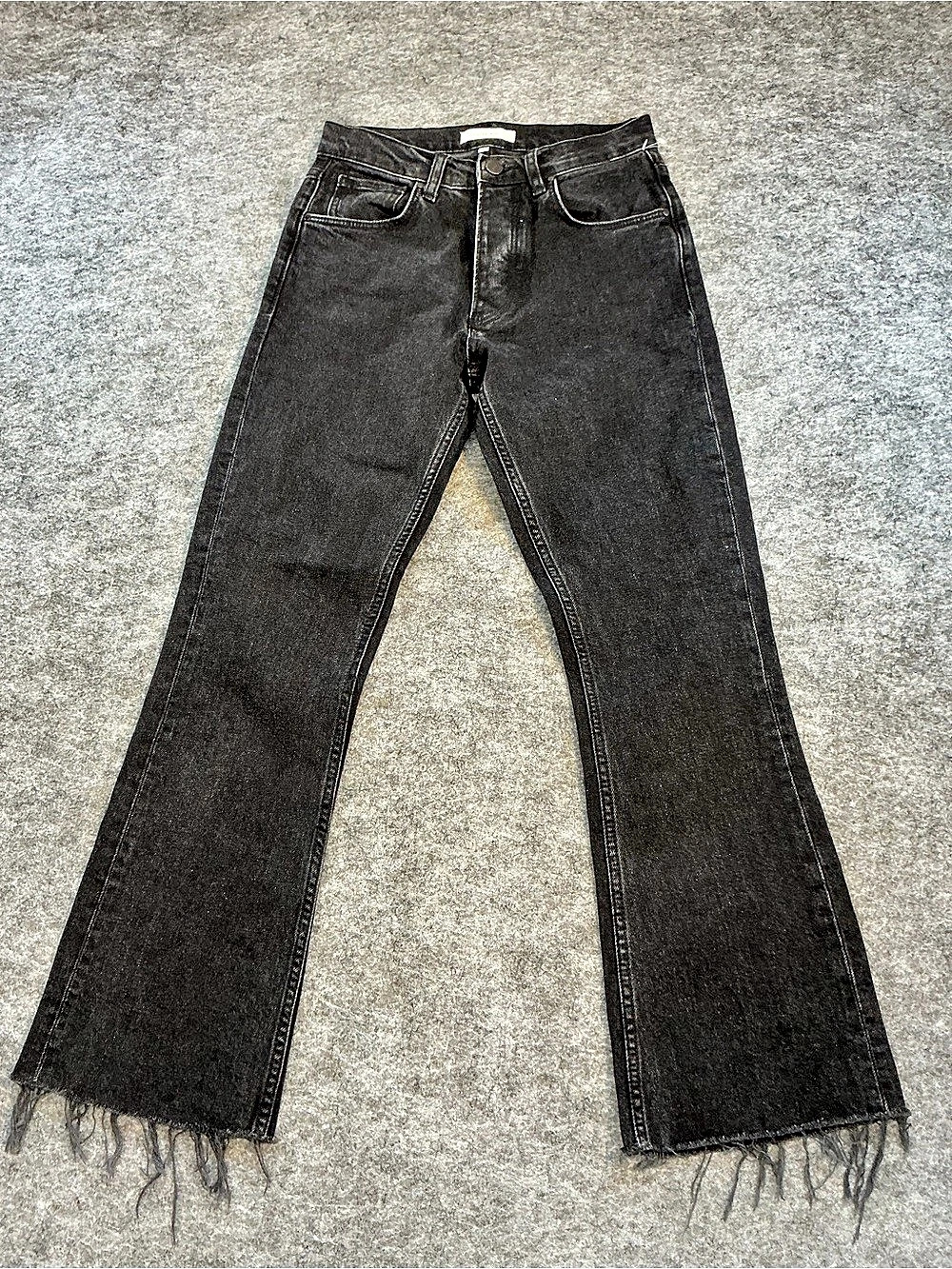 ANINE BING High Rise Classic Raw Hem Women's Wide Leg Jeans Waist 25 Black